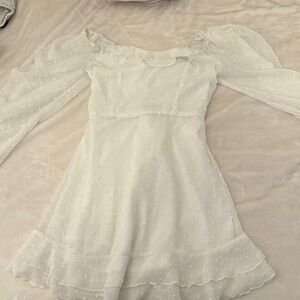 Altrd state Elegant White Dress with Sheer Sleeves